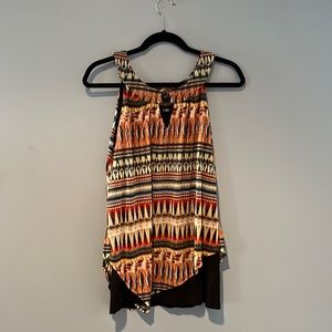 AB Studios geometric blouse with ring detail. Size L